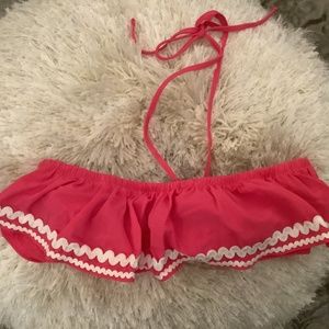 J Crew Pink Ruffle Bikini Top